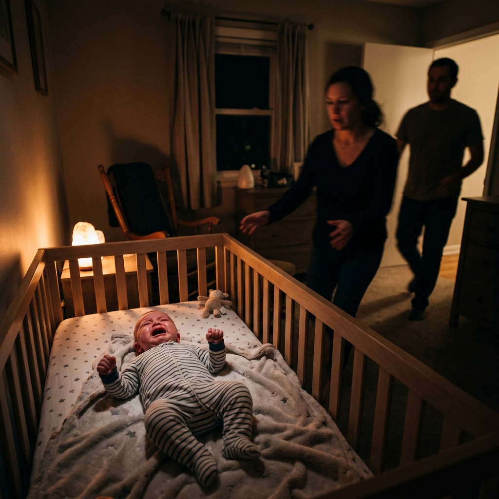Bebé llorando en su cuna por la noche - despertares nocturnos frecuentes